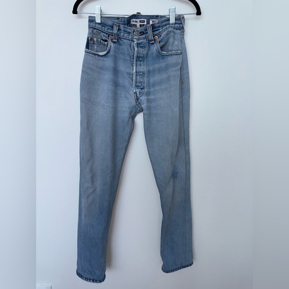 Re/Done + Levi’s | Indigo A Rip | Light Blue Straight Leg Jeans - Picture 2 of 6